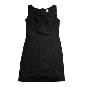 Camaieu Sleeveless Twist Front Sheath Dress XS Black French Girl Modest Capsule
